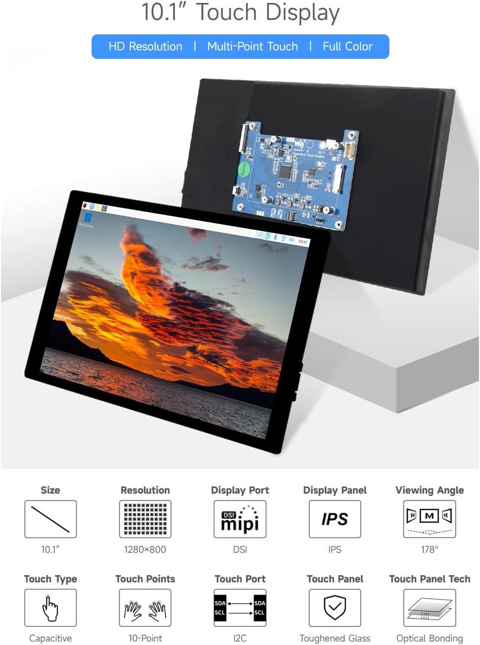 Waveshare 10.1 pouces IPS écra - Raspberry Pi 10.1 Inch Capacitive Touch Screen Ips avis et prix